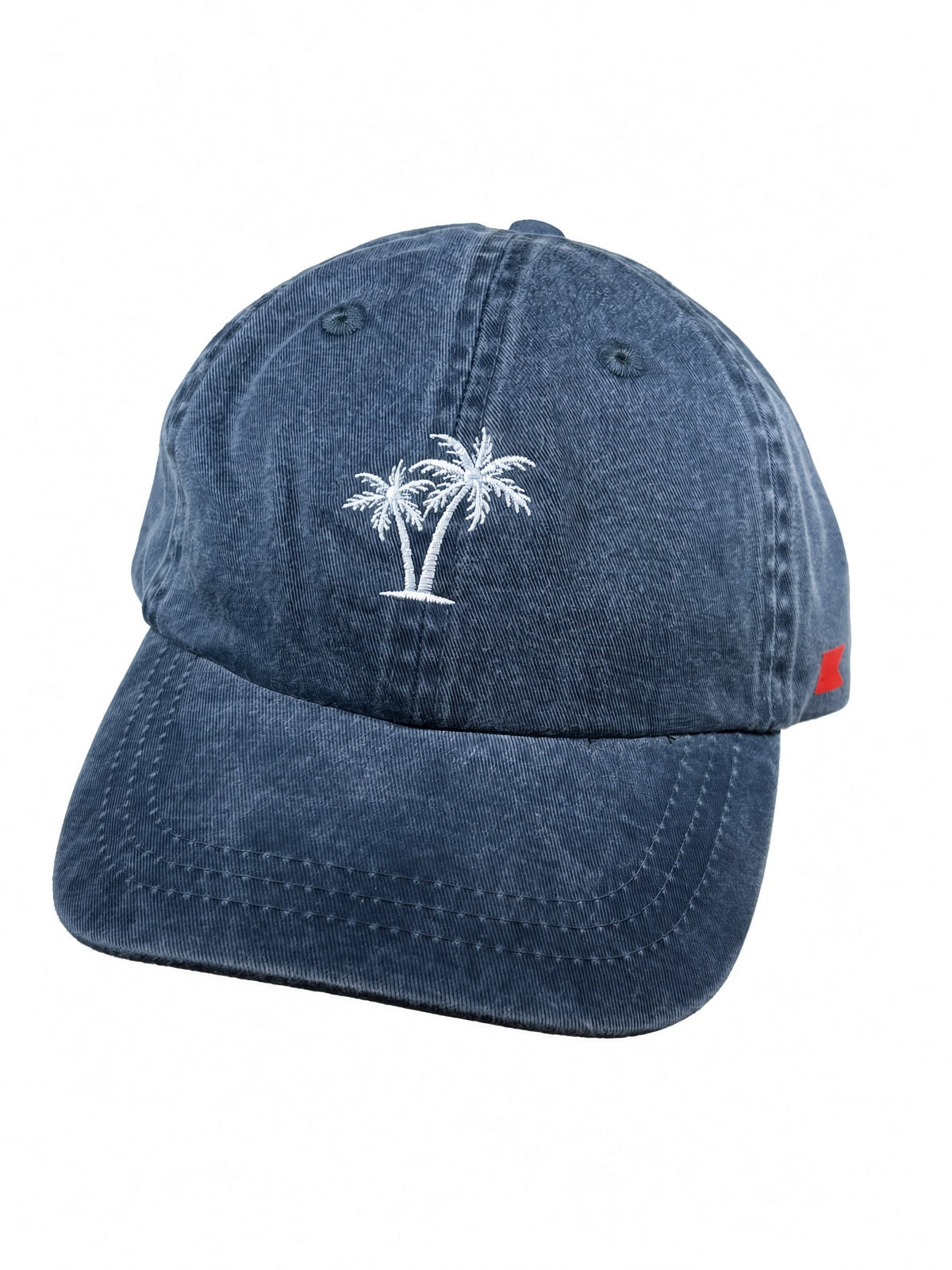 Bravo Cay Kids Collection youth hat in navy blue with embroidered 2 palm design in white