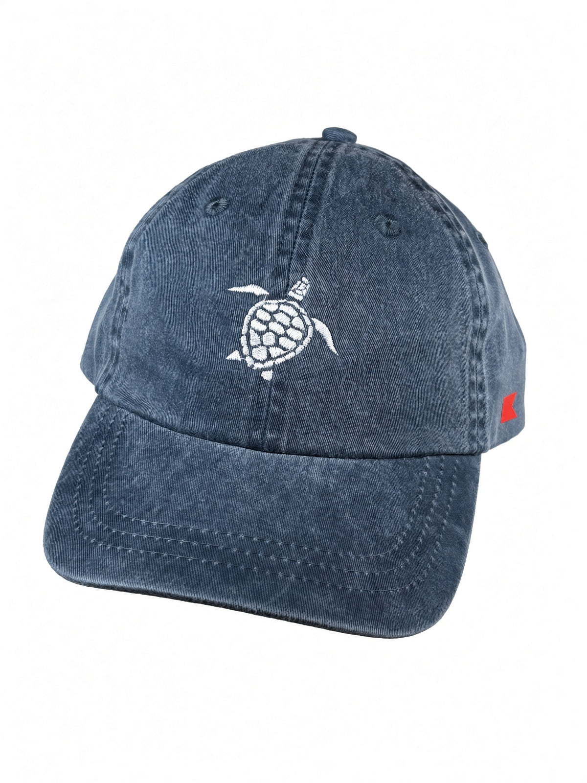 Bravo Cay Kids Collection youth hat in navy blue with embroidered sea turtle design in white