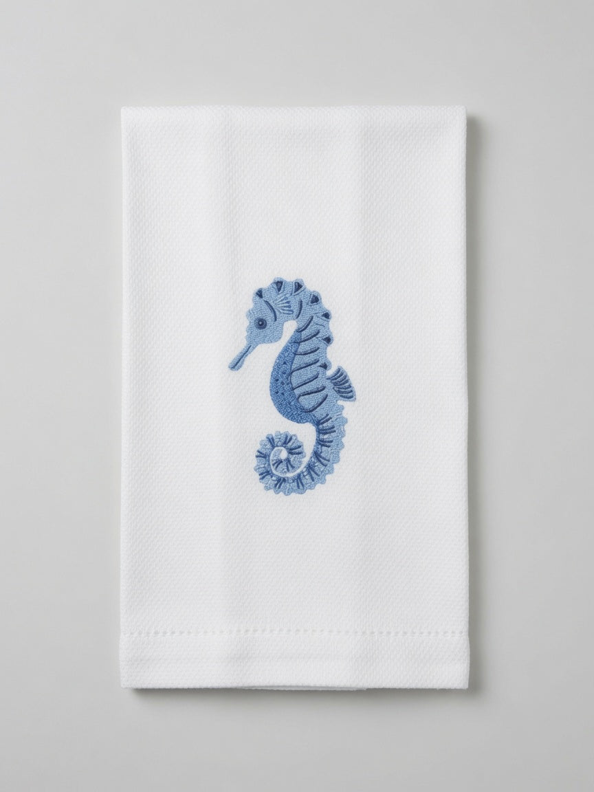 Bravo Cay Embroidered Tea Towel - Seahorse Design