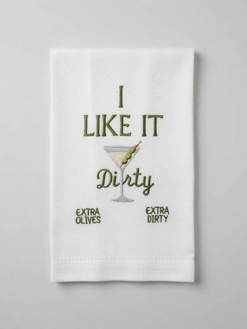 Bravo Cay Embroidered Tea Towel - Martini Themed