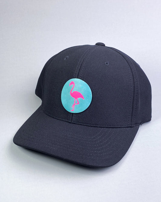 Bravo Premium hat in black with flamingo design leather patch