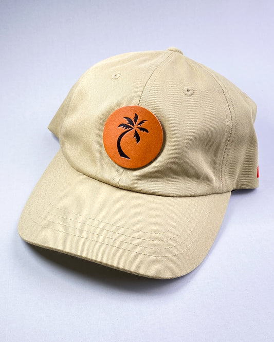 Bravo Premium hat in khaki with single palm design leather patch