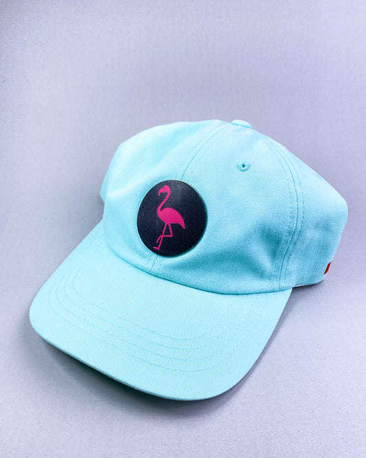 Bravo Premium hat in teal with flamingo design leather patch
