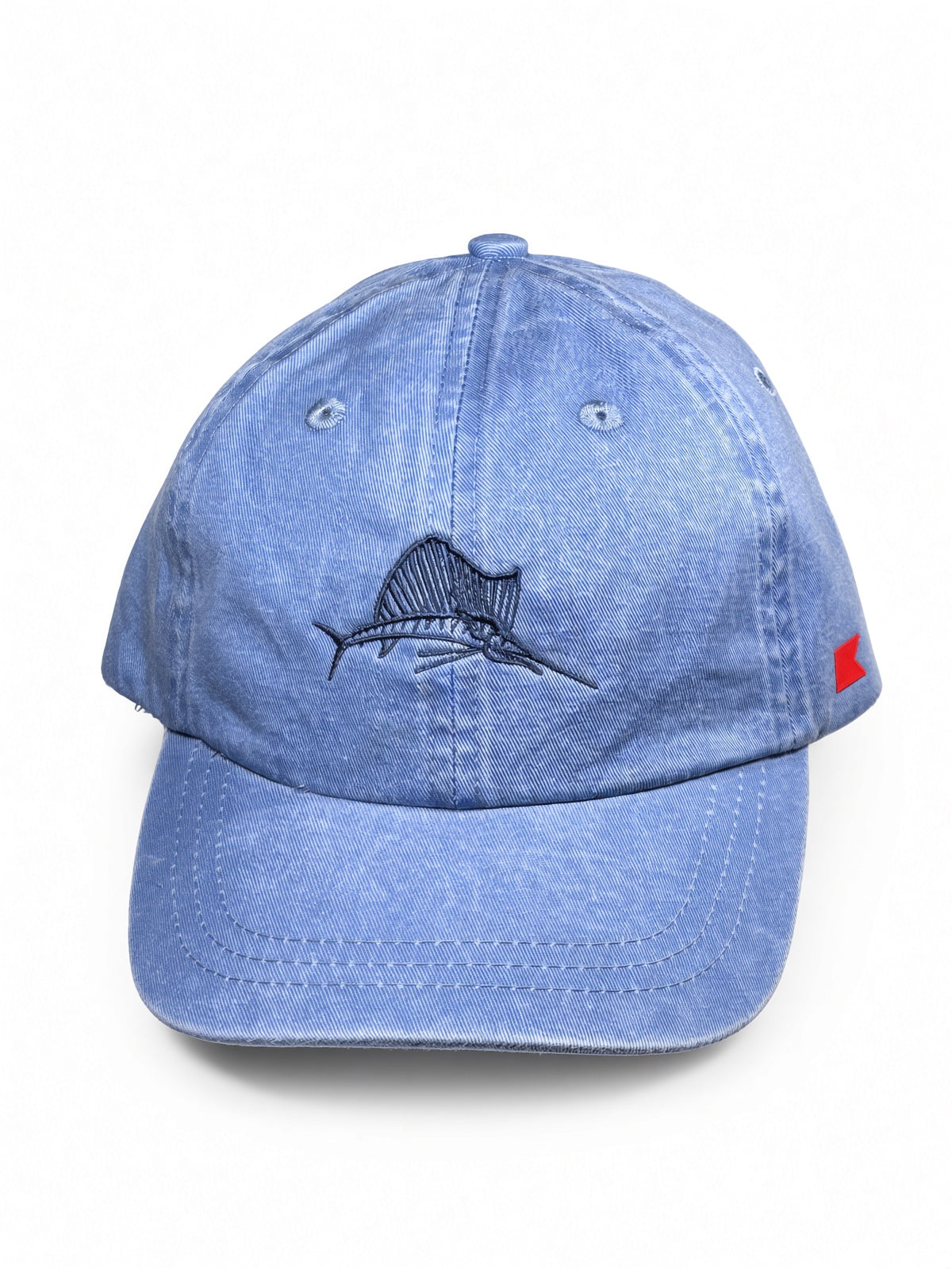 Bravo Cay Kids Collection youth hat in periwinkle with embroidered sailfish design in navy blue