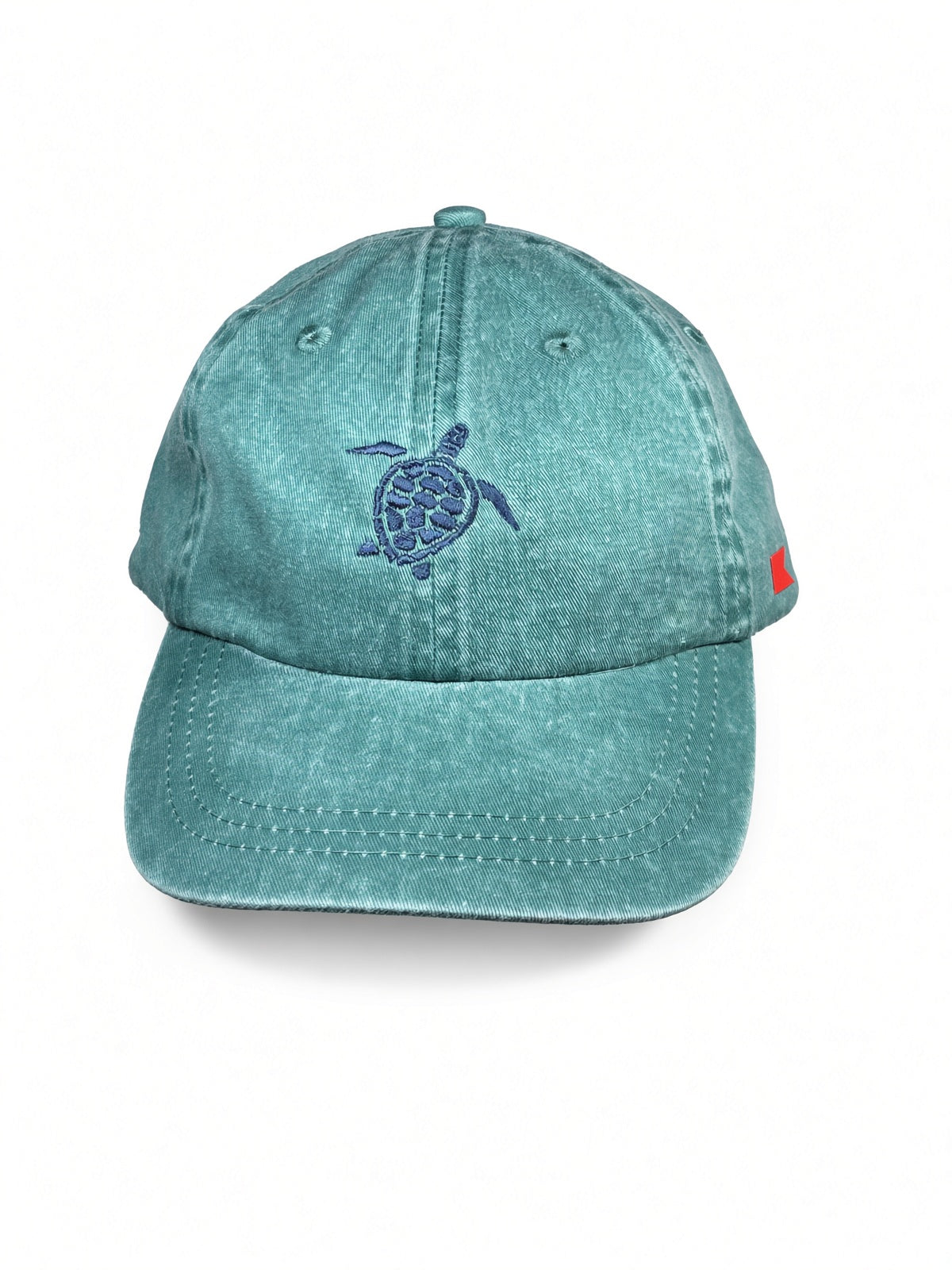 Bravo Cay Kids Collection youth hat in forest green with embroidered sea turtle design in navy blue