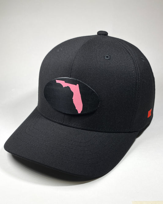 Bravo Cay hat in black with Florida themed design leather patch