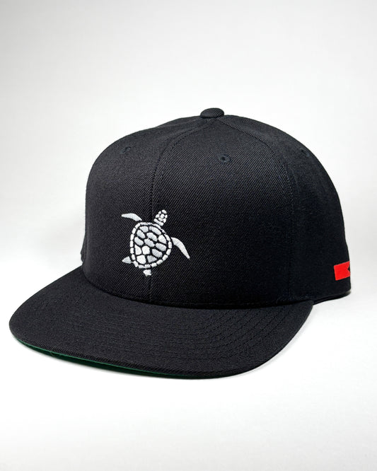 Bravo Cay embroidered turtle hat white on black