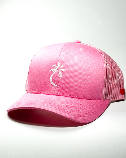 Bravo Cay hat in hot pink with embroidered single palm design