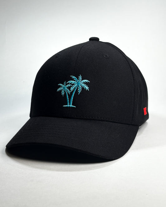 Bravo Cay hat in black with embroidered 2 palm design