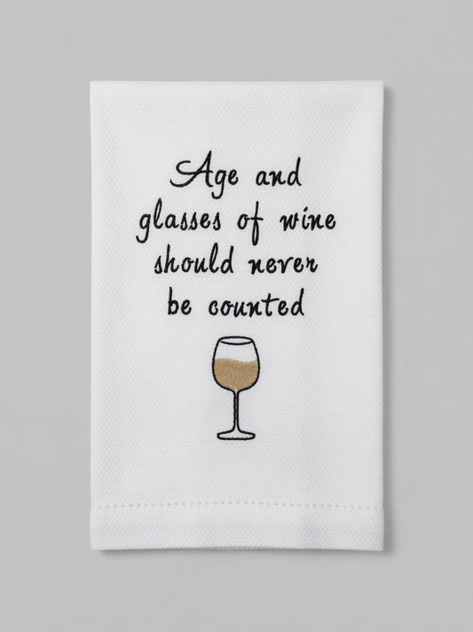 Bravo Cay Embroidered Tea Towel - Wine Themed