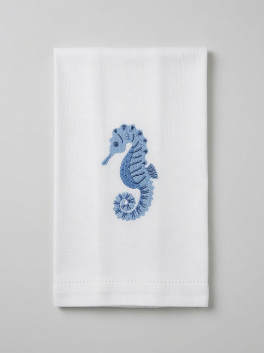 Bravo Cay Embroidered Tea Towel - Seahorse Design