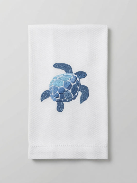 Bravo Cay Embroidered Tea Towel - Sea Turtle Design 2