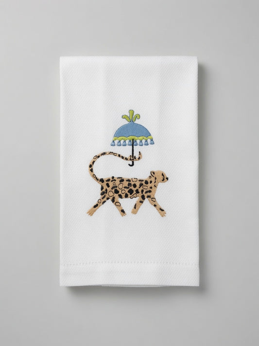 Bravo Cay Embroidered Tea Towel - Leopard Themed