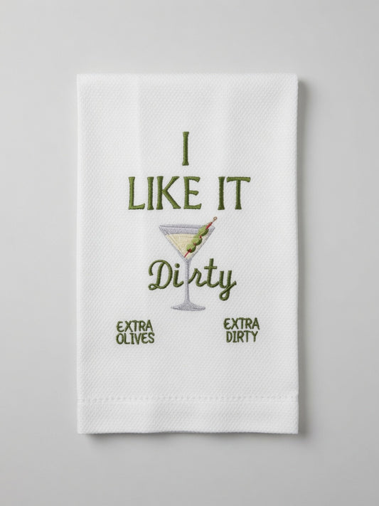 Bravo Cay Embroidered Tea Towel - Martini Themed