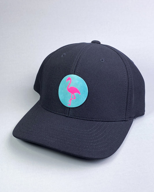 Bravo Cay hat in black with flamingo design leather patch