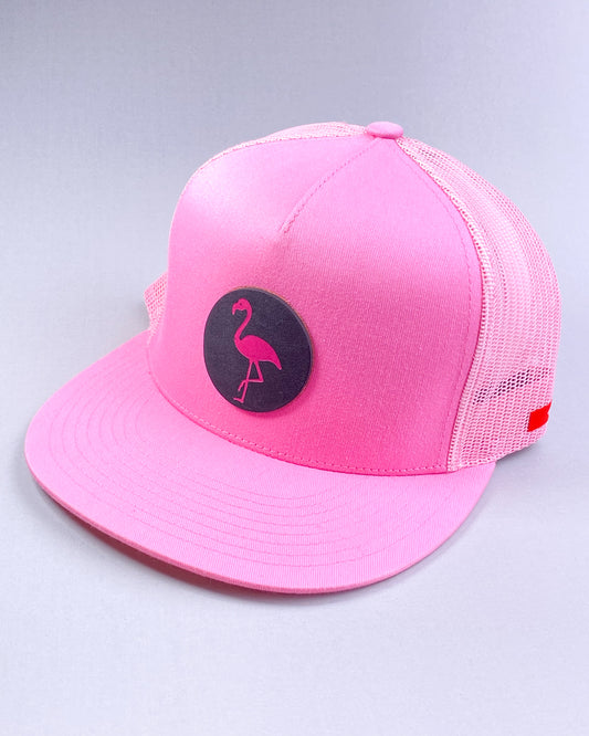 Bravo Cay hat in hot pink with flamingo design leather patch