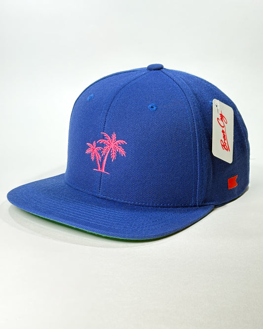 Bravo Cay hat royal blue with pink 2 palm design 
