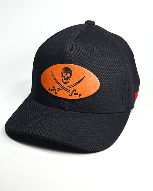 Bravo Cay pirate themed leather patch hat