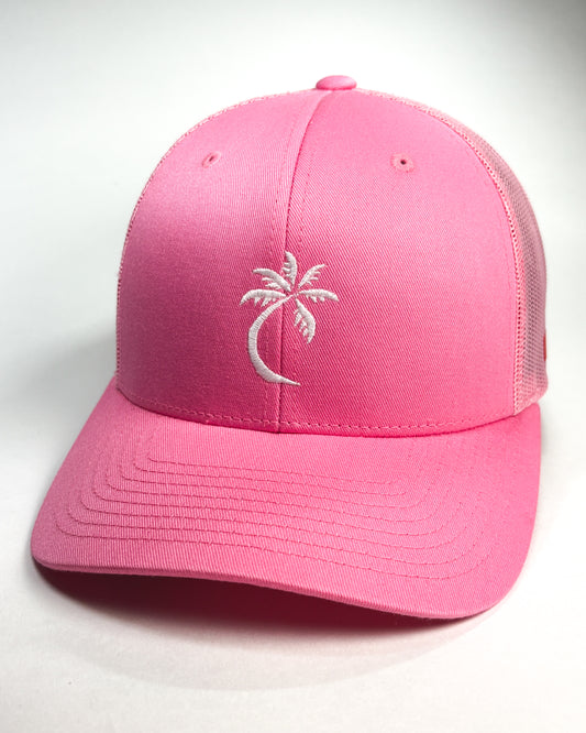Bravo Cay hat in hot pink with embroidered single palm design